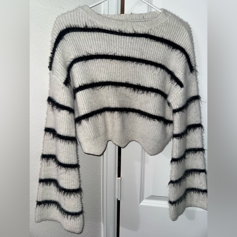 Gianni Bini Cream and Black Striped Sweater